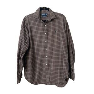 POLO Ralph Lauren men's L/S Stanton Classic Fit shirt Green Red Plaid L Cotton